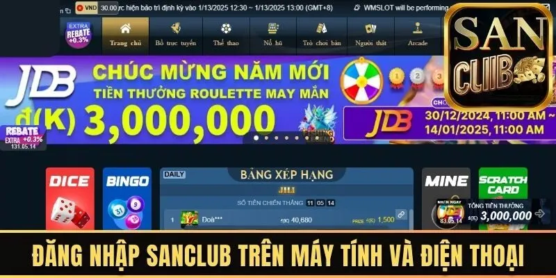 đăng nhập sanclub