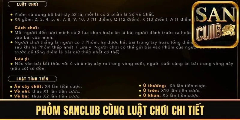 Phỏm Sanclub cùng luật chơi chi tiết